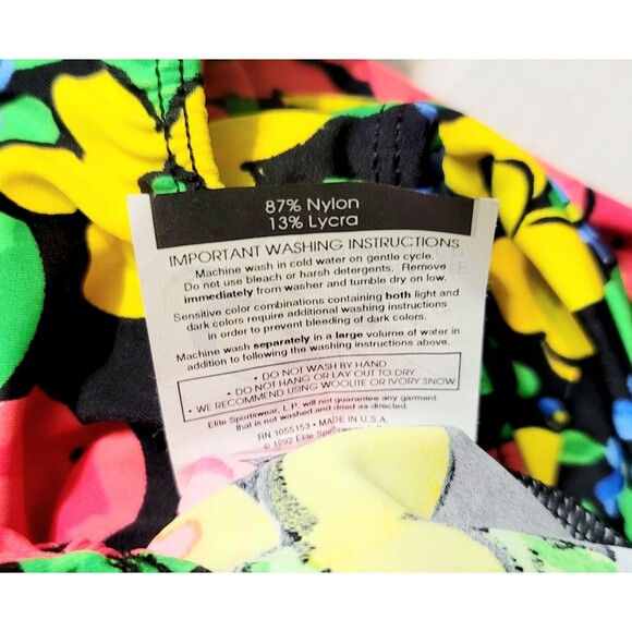 GK Elite AS Hawaiian Floral Scoop Neck Leotard VTG Long Sleeve Adult S, NWT - Picture 8 of 9